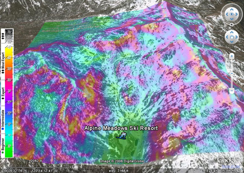 Image of Alpine Meadows Ski Resort : Overview 3d Ski Map
