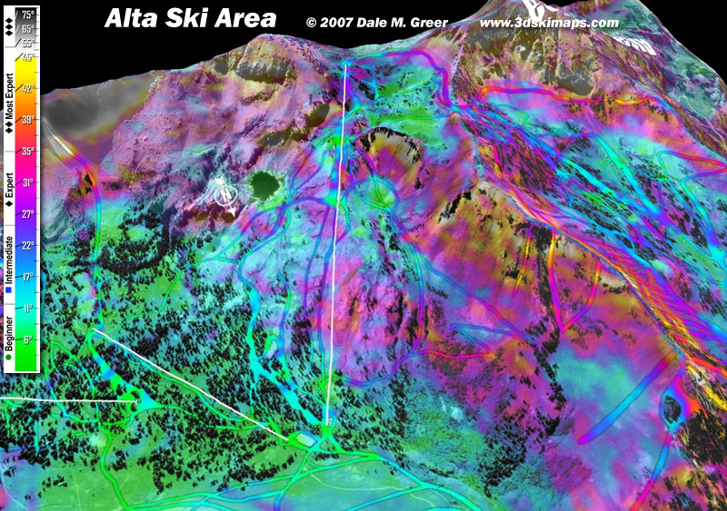 Image of Alta Ski Area : Mid Alta 3d Ski Map