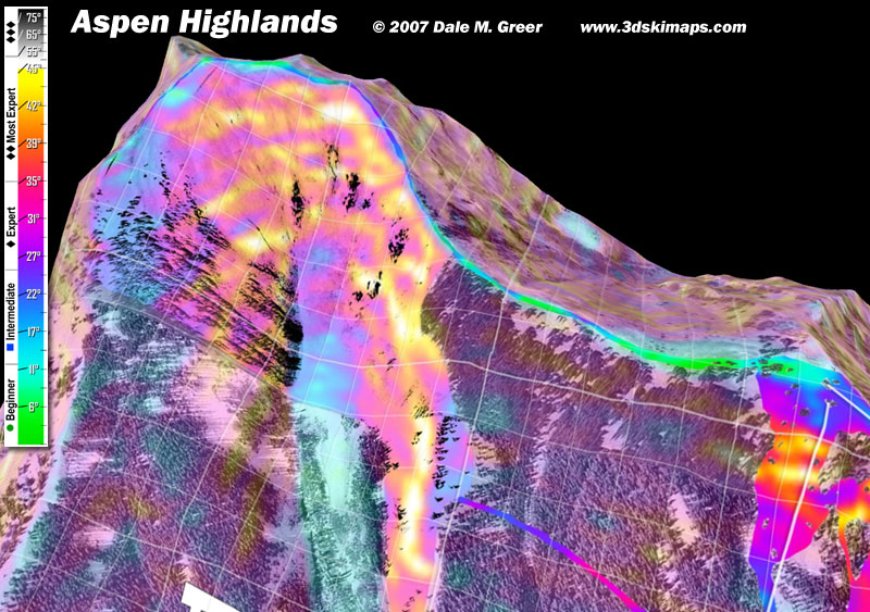 Image of Aspen Highlands Resort : Highland Bowl 3d Ski Map