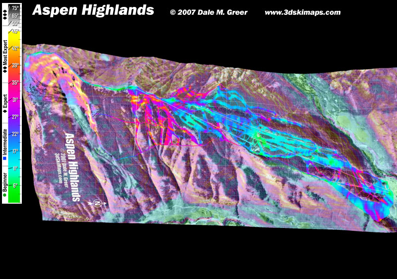 Image of Aspen Highlands Resort : Overhead 3d Ski Map