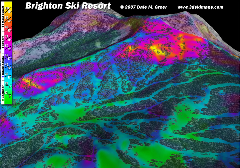 Image of Brighton Ski Resort : East View 3d Ski Map