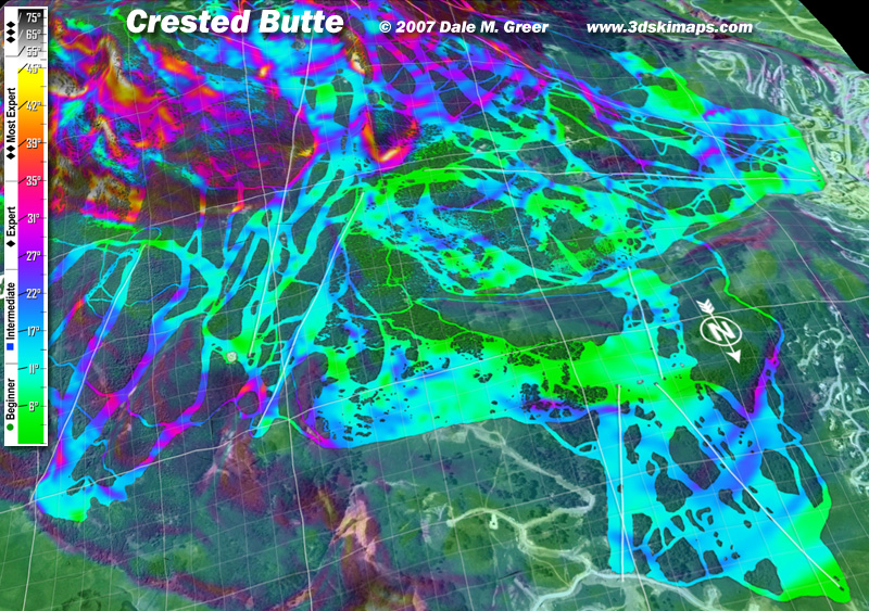 Image of Crested Butte Mountain : North Mountain 3d Ski Map