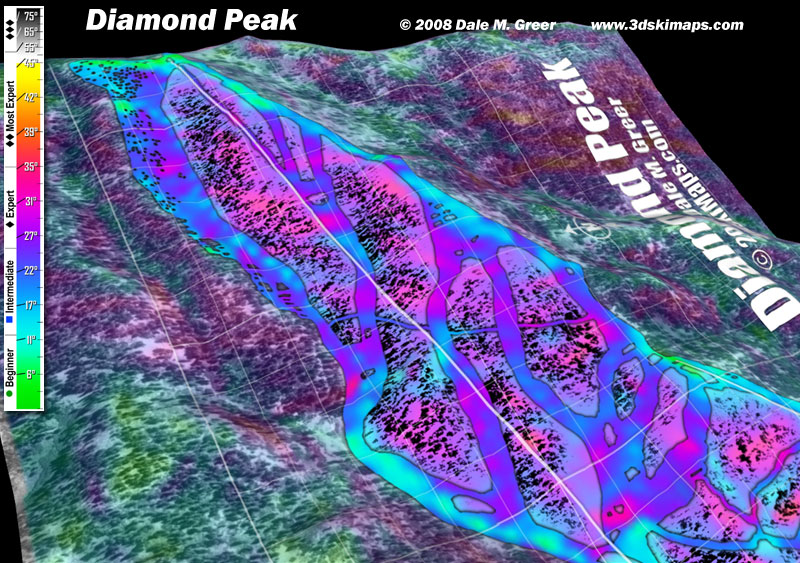 Image of Diamond Peak Ski Resort : Upper Mountain 3d Ski Map