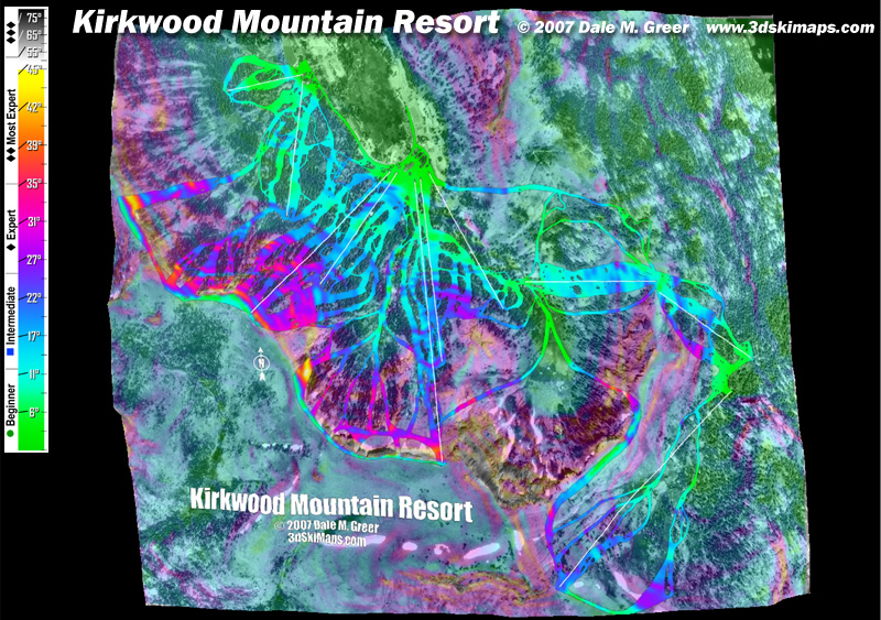 Image of Kirkwood Mountain Resort : Overhead 3d Ski Map