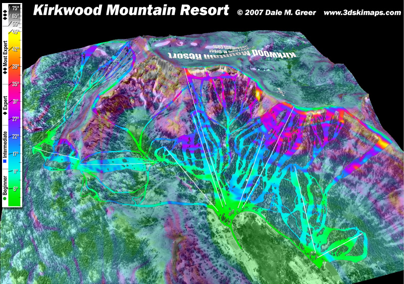 Image of Kirkwood Mountain Resort : Overview 3d Ski Map
