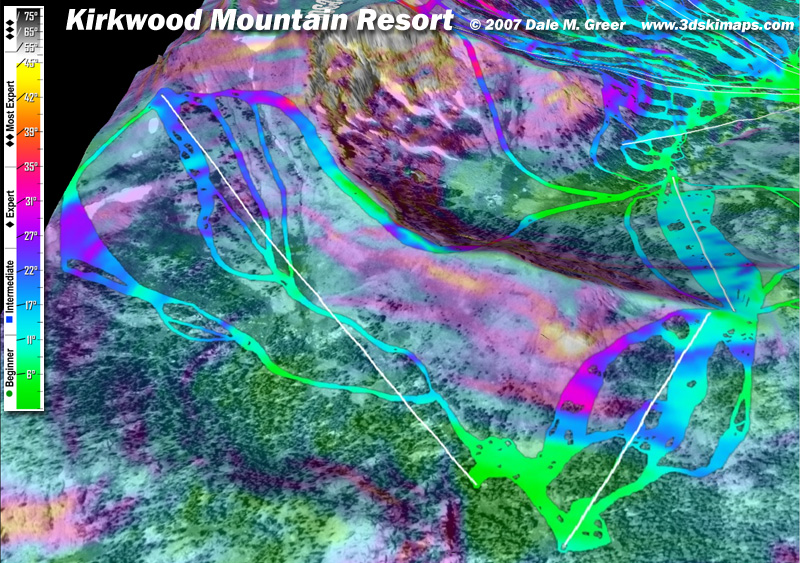 Image of Kirkwood Mountain Resort : Sunrise 3d Ski Map
