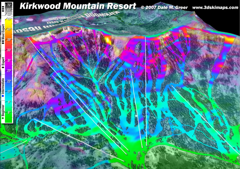 Image of Kirkwood Mountain Resort : The Bowls 3d Ski Map