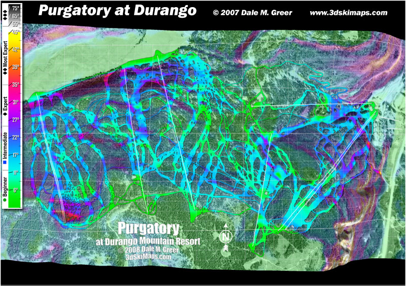 Image of Purgatory at Durango Mountain Resort : Overhead 3d Ski Map