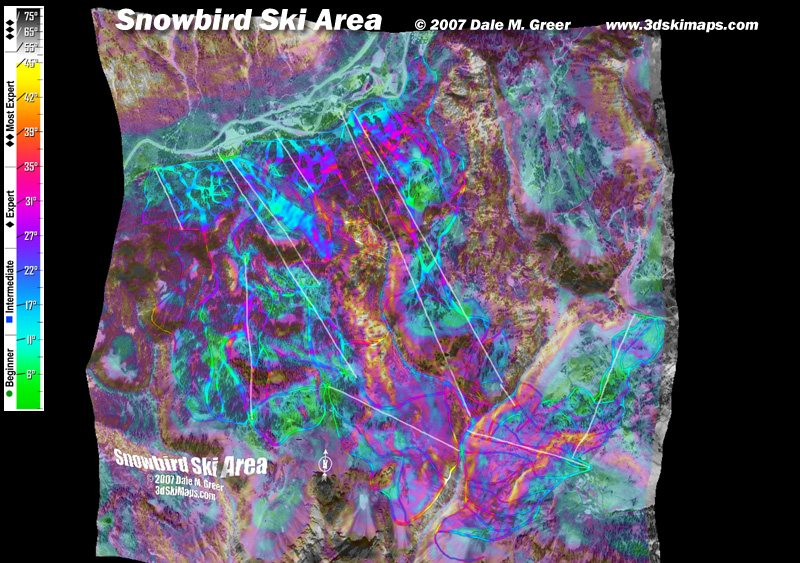 Image of Snowbird Ski Area : Overhead 3d Ski Map