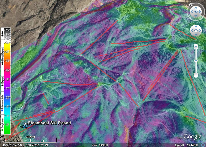 Image of Steamboat Ski Resort : Overview 3d Ski Map