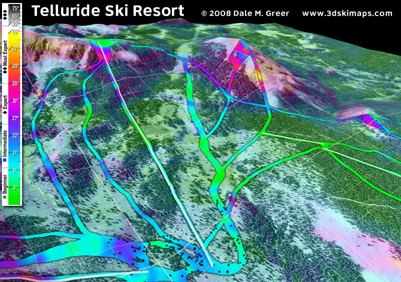 Image of Telluride Ski Resort : Bald Mountain 3d Ski Map