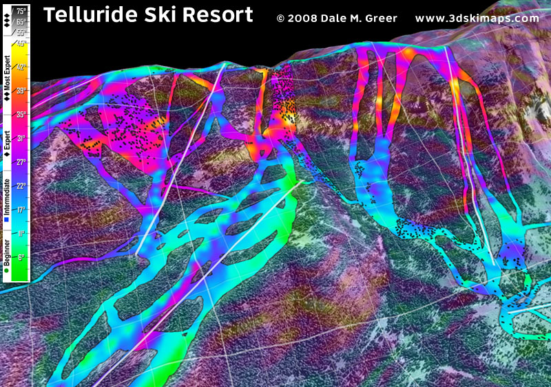 Image of Telluride Ski Resort : East Face 3d Ski Map