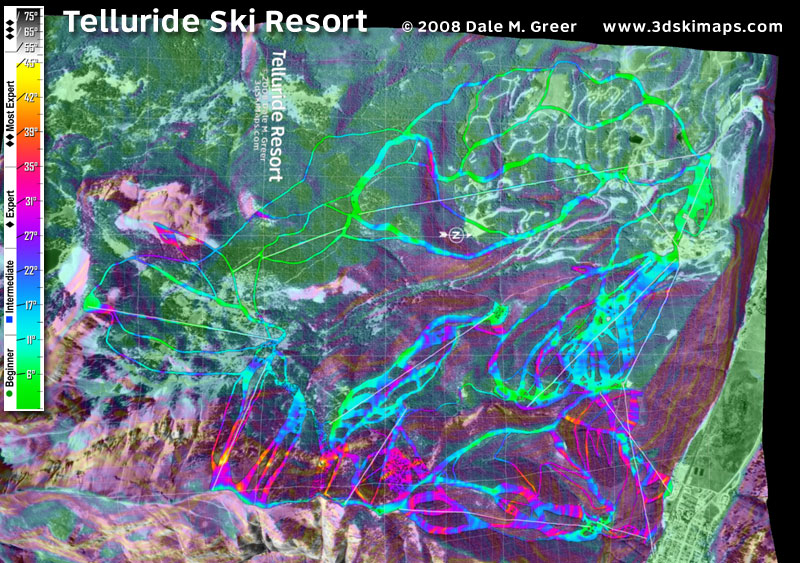 Image of Telluride Ski Resort : Overhead 3d Ski Map