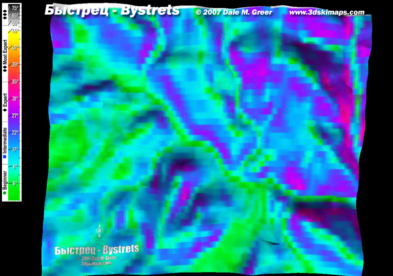 Image of Bystrets Ski Resort : Overhead 3d Ski Map